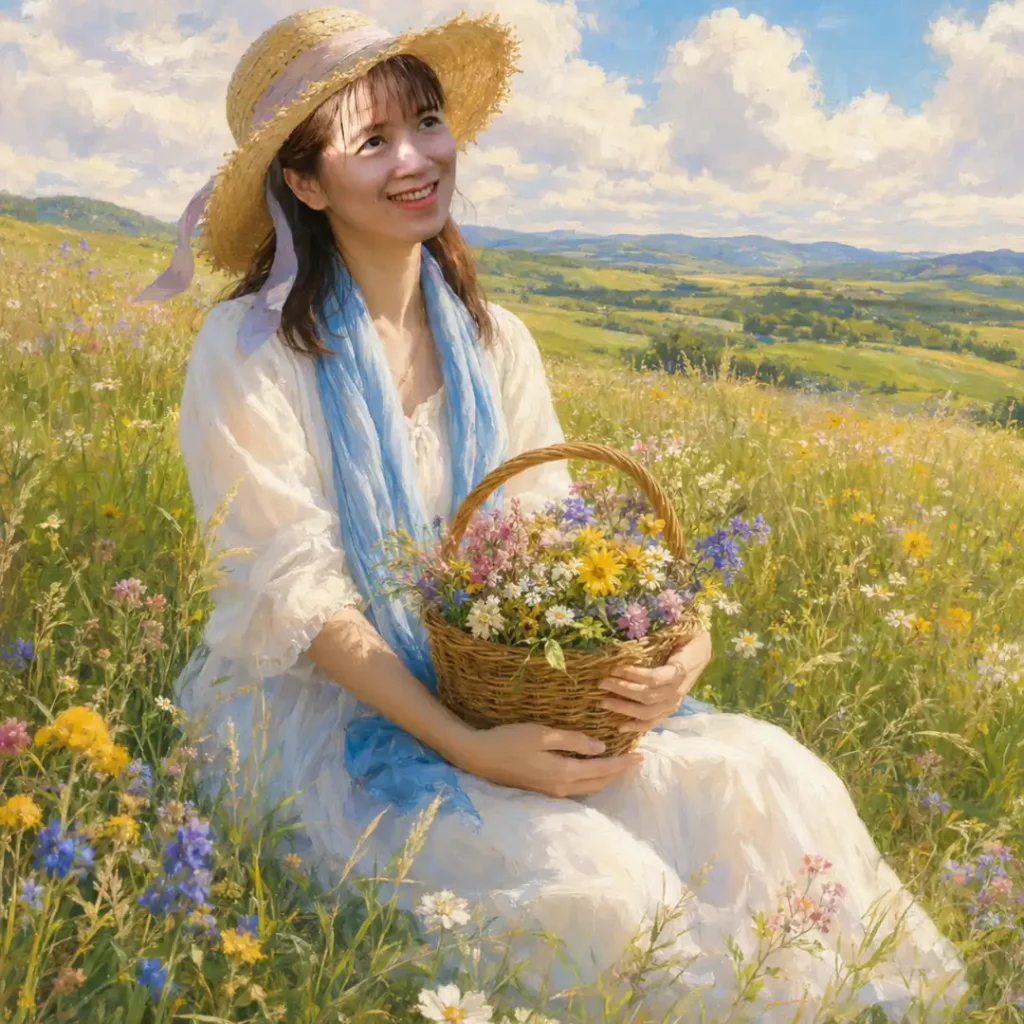 Meadow Dream Painterly Realism Portrait